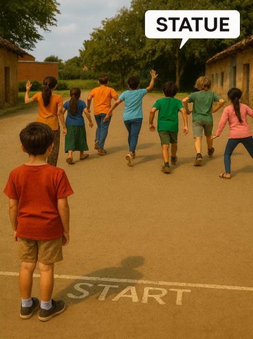 Children playing traditional statue game