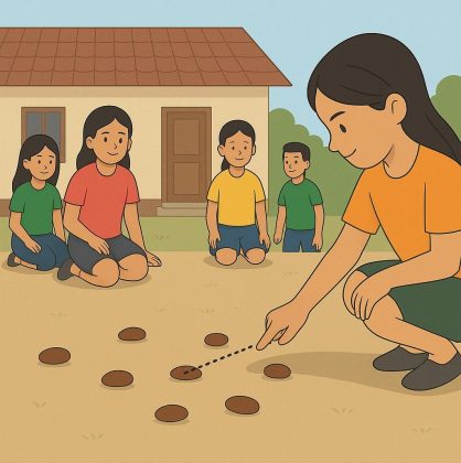 Traditional seed-striking game setup