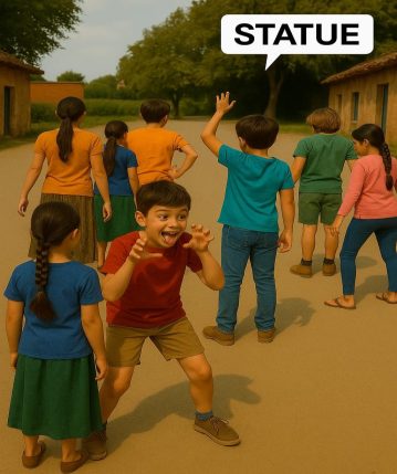 Traditional statue game group activity